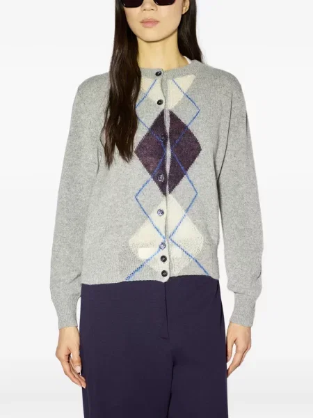 Cardigan Liviana Conti cu model argyle gri