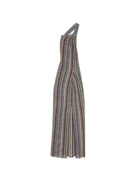 Lung rochie Missoni tricotate cu un umăr gol gri