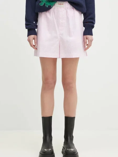 Fiorucci pantaloni scurți din Gingham Logo femei cu imprimeu high waist roz