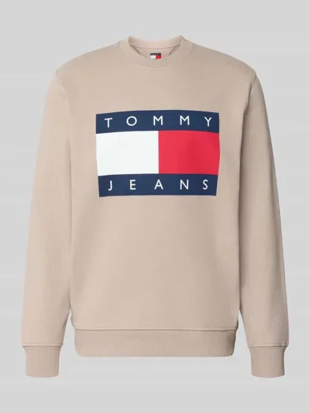 Bluza dresowa z czystej bawełny krój regular fit Tommy Jeans beżowa