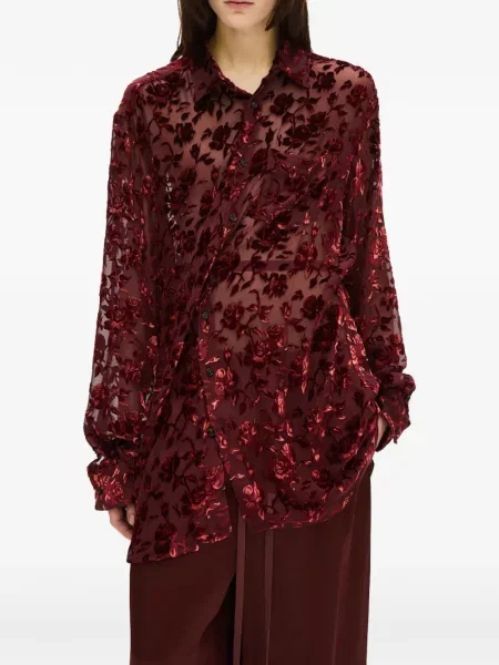 Cămașă Ann Demeulemeester cu model floral roșu