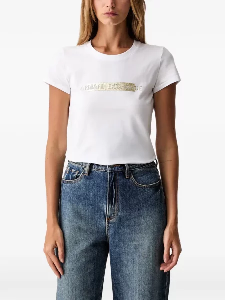 Tricou Armani Exchange cu autograf alb