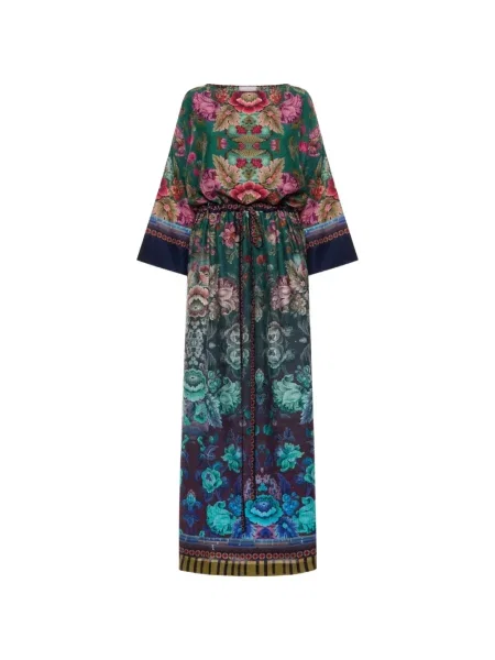 Sukienka maxi Pierre Louis Mascia w kwiatki z nadrukiem garniturowa zielona