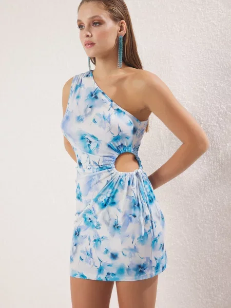 Trendyol Rochie de vară azur / albastru gențiană / albastru porumbel alb