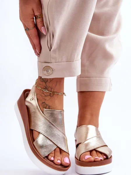 Usnjene sandali Zazoo s polno peto siva