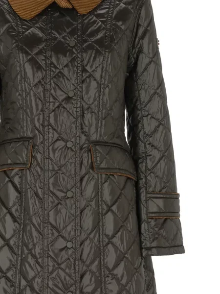 Pikowany kołnierzykowy płaszcz Peuterey sztruksowy zielony