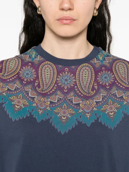 Tricou Etro cu imagine cu model paisley albastru