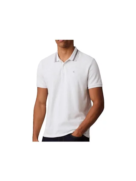 Tricou polo Calvin Klein Jeans alb