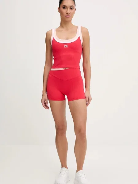 P.E Nation szorty treningowe Wander 3 z nadrukiem high waist różowy