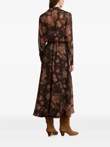 Φλοράλ μίντι φόρεμα Lauren Ralph Lauren με σχέδιο καφέ