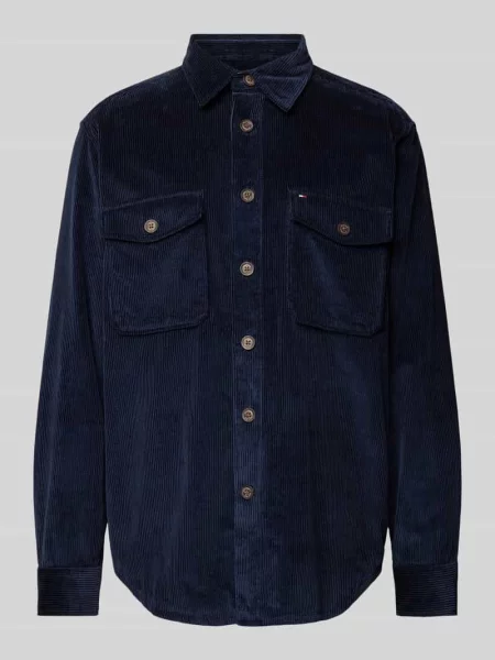 Kurtka koszulowa o kroju regular fit z listwą guzikową model ‘CORDUROY’ Tommy Hilfiger granatowa