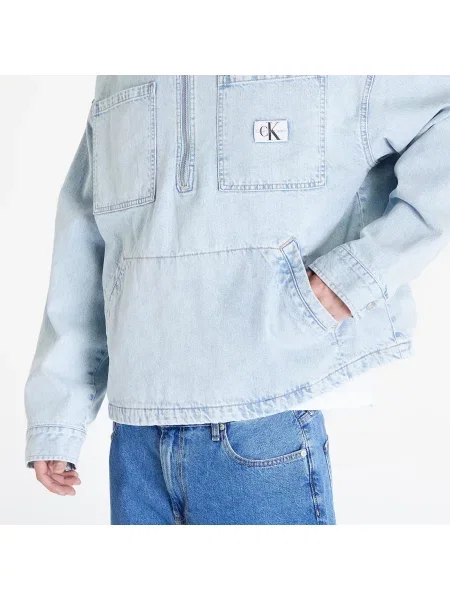 Calvin Klein Jeans Denim Pop Over Jacket Denim Light modré