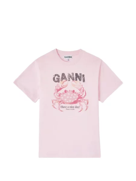 Tricou Ganni cu imagine roz