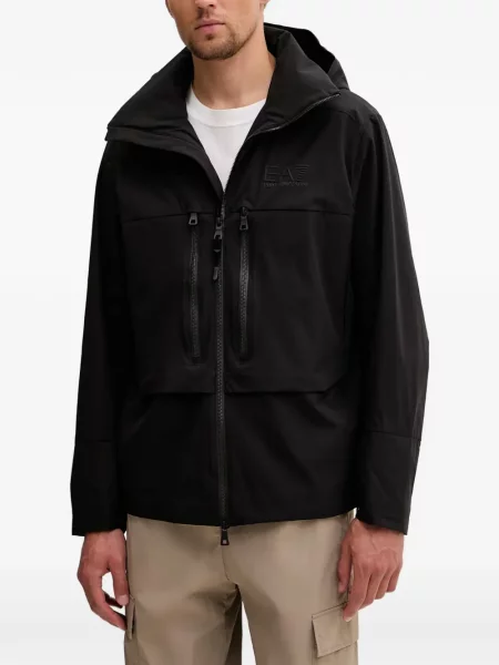 Geacă Ea7 Emporio Armani cu glugă cu imagine negru
