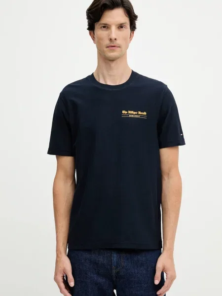 Tričko Tommy Hilfiger tmavomodrá s potiskem