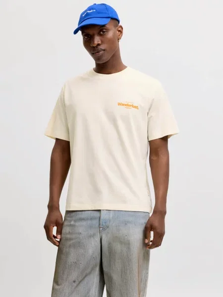 Футболка JACK & JONES RIVIERA BACK PHOTO TEE молочний бавовна/поліестер