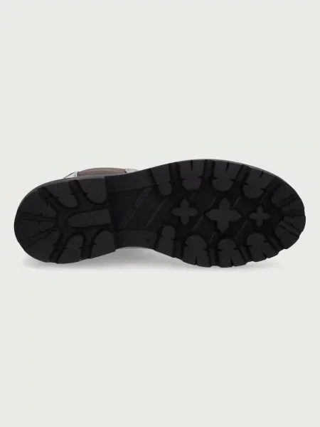Tommy Hilfiger боти челси дамски от кожа TH STUD LEATHER HIGH CHELSEA кафяво
