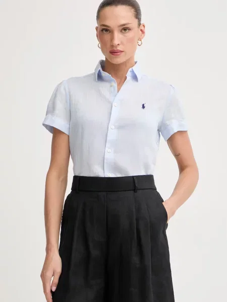 Polo Ralph Lauren cămașă pentru femei din in PD LINEN-WVN-SHIRT albastru