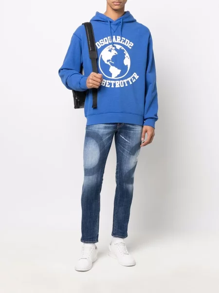 Hanorac cu glugă Dsquared2 cu imagine albastru