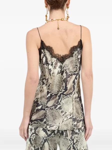Top Roberto Cavalli cu imagine din dantelă cu model piele de șarpe gri