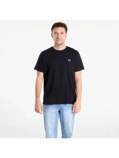Однотонная футболка Fred Perry с U-образным вырезом черная