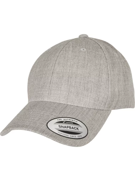 Premium curbate vizor Snapback Cap Heather Grey One Size alb