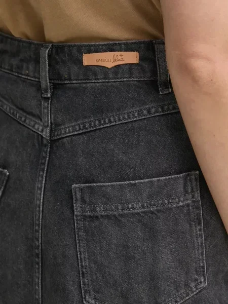 Fustă din denim Sessun până la genunchi gri