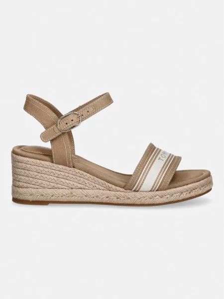 Tommy Hilfiger sandale wedges MID WEDGE ESPAD WEBBING bej