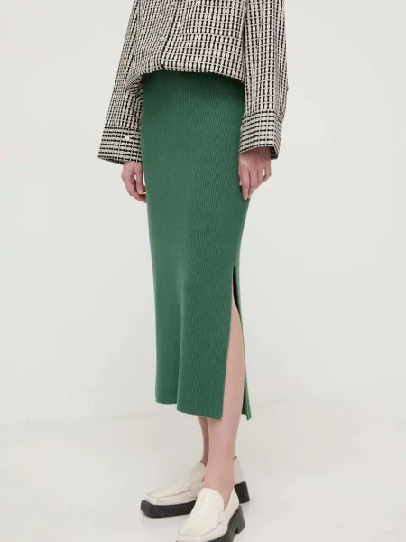 Fustă midi By Malene Birger până la genunchi verde