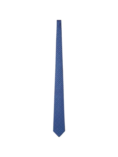 Cravată Kiton de mătase cu imprimeu geometric albastru