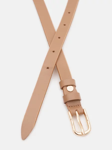 Кожаный ремень Borsa Leather с ремешками бежевый