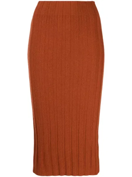 Fustă tip creion Cashmere In Love din cașmir maro