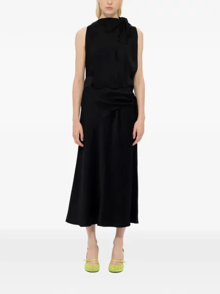 Rochie midi Msgm cu funde până la genunchi de costum negru