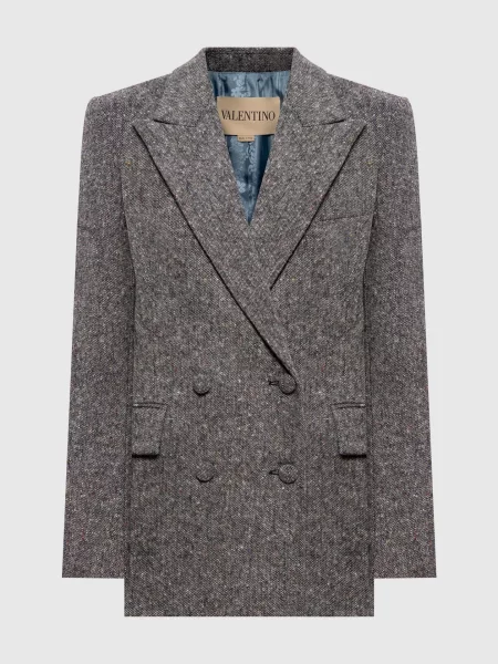 Двобортний жакет з вовною Valentino сірий