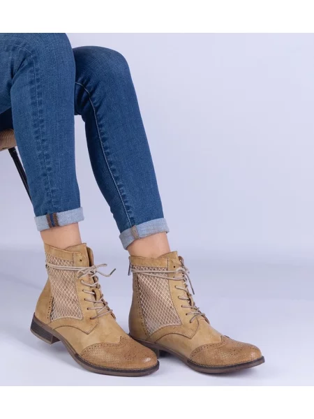 Cizme scurte D/ceo fără toc ajurate galben