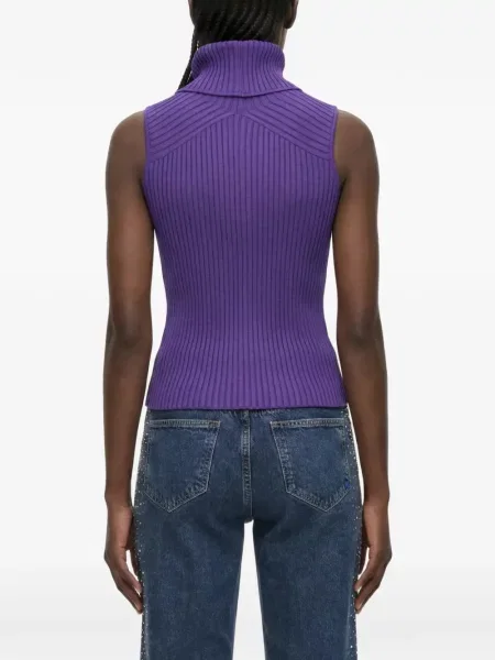 Плетен дънков елек Karl Lagerfeld Jeans виолетово