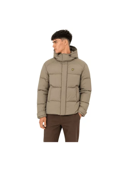 Kurtka puchowa Lyle & Scott z kapturem beżowa
