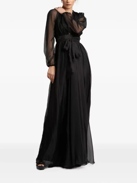 Rochie maxi Monarh de mătase negru