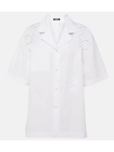 Cămașă Versace cu broderie din poplin alb