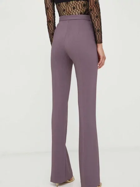 Kalhoty Elisabetta Franchi zvony high waist fialová