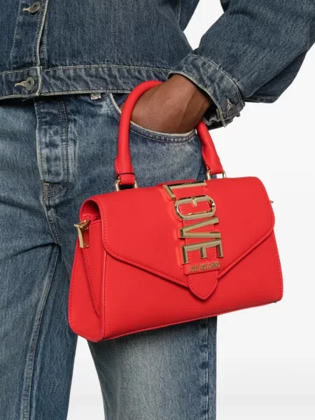 Шопинг чанта Love Moschino с автограф червено