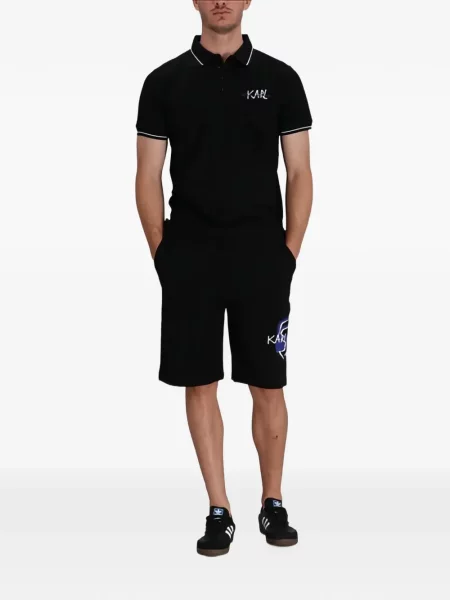 Tricou polo Karl Lagerfeld cu autograf negru