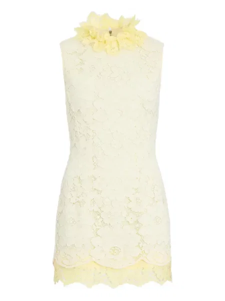 Odgovarati mini haljina Patou s volanima s čipkom žuta