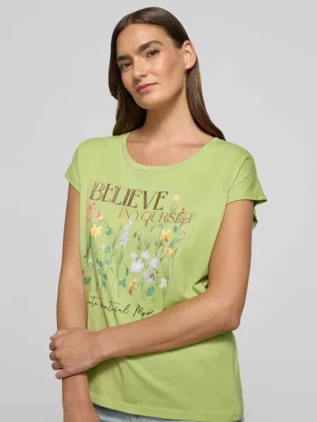 T-shirt z nadrukiem z motywem i okrągłym dekoltem Christian Berg Woman