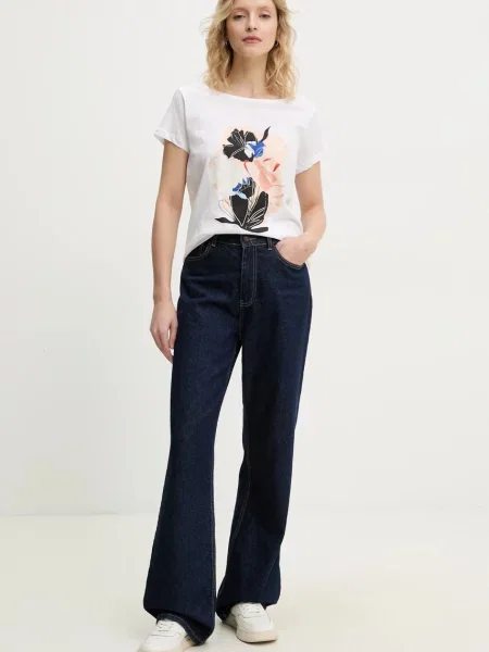 T-shirt o kroju regular fit z czystej bawełny Marc O'polo biała