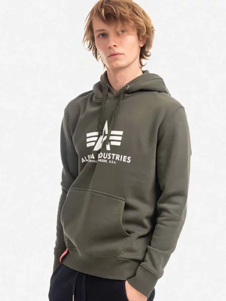 Geacă Alpha Industries cu glugă verde