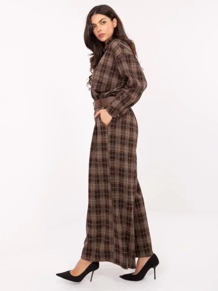 Pantaloni Moda Italy în carouri negru