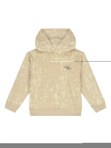 Bluza z kapturem dziecięca Calvin Klein brązowa