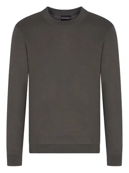Pulover Emporio Armani de lână cu decolteu rotund negru