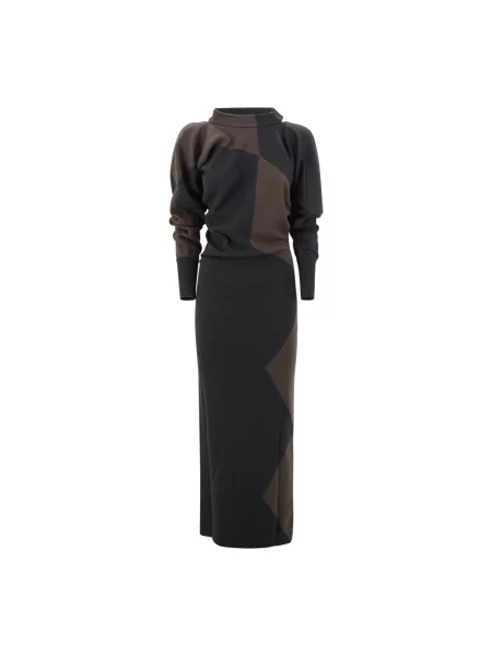 Maksi sukienka maxi Philosophy Di Lorenzo Serafini wełniana w geometryczne wzory czarna